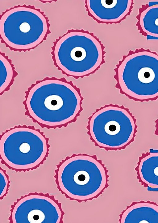 Blue Evil Eye Pattern on Pink Background