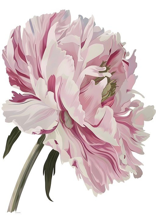 Elegant Pink Peony Flower Illustration