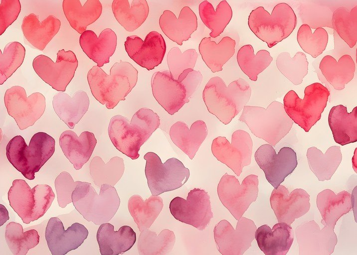Watercolor Hearts Pattern