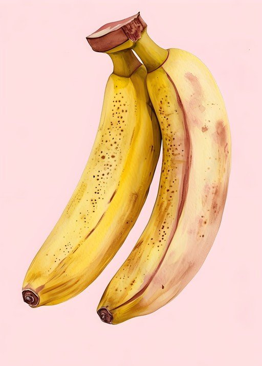 Two Ripe Bananas on Pink Background