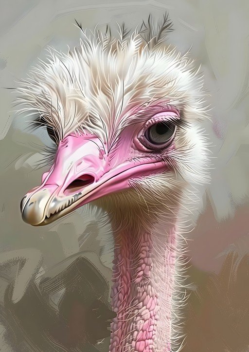 Close-up Portrait of an Ostrich Head