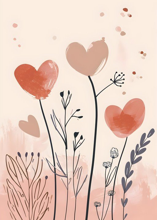 Heart-Shaped Flowers in a Whimsical Garden