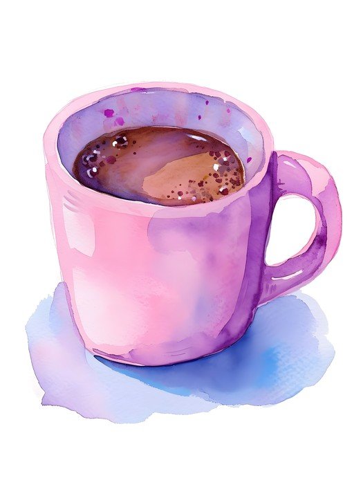 Watercolor Pink and Purple Coffee Cup