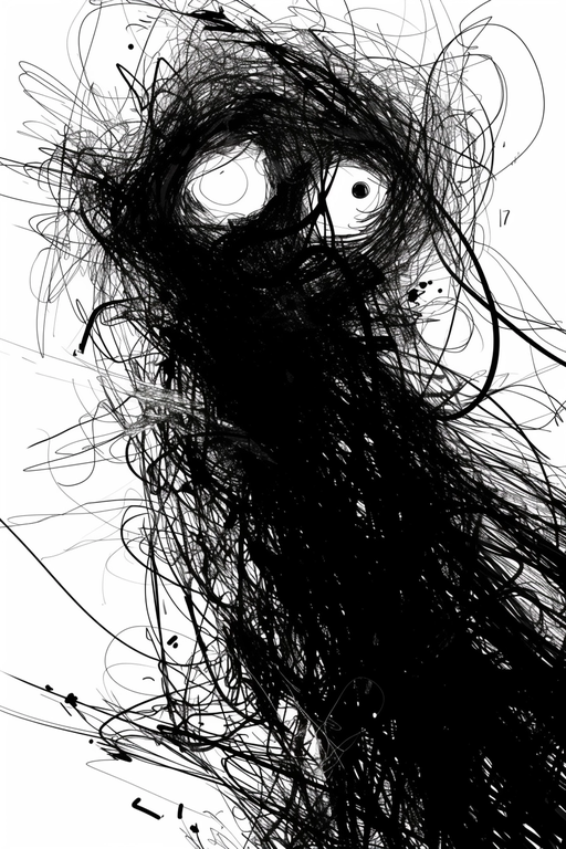 Abstract Black and White Scribble Art