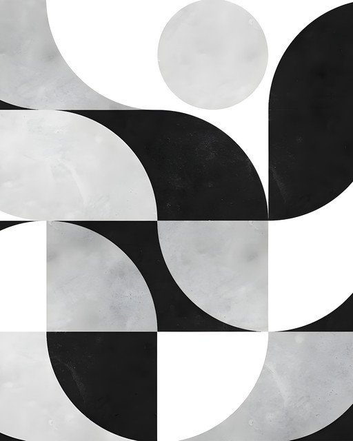 Abstract Geometric Composition in Black and White