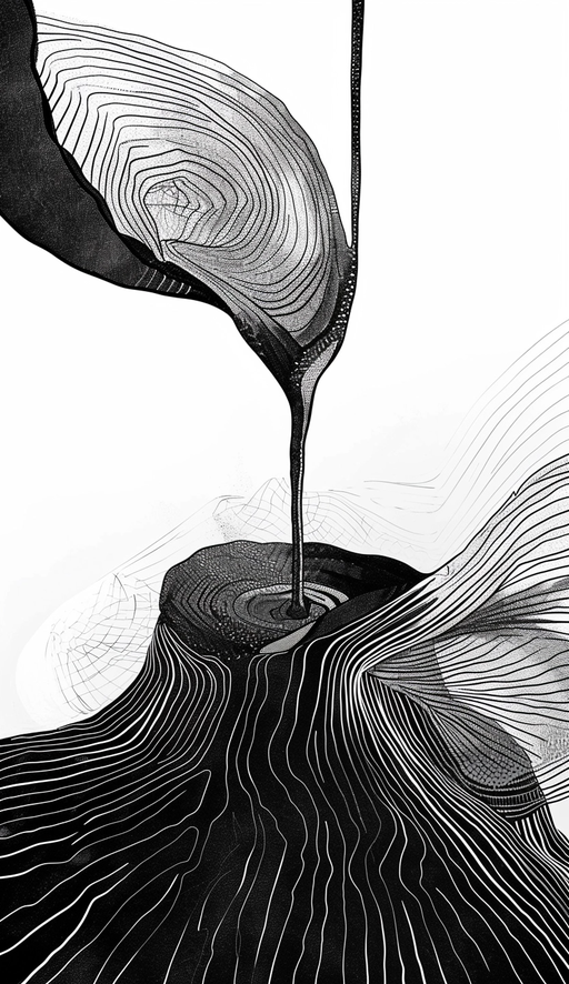 Abstract Black and White Ink Pour Art