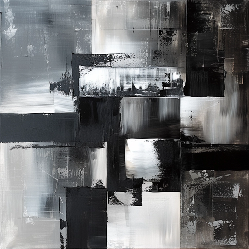 Abstract Black and White Geometric Painting
