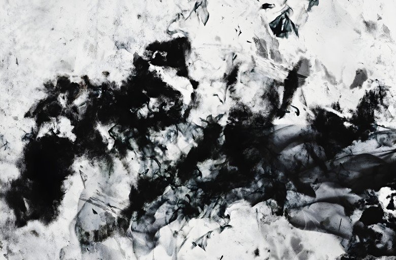 Abstract Black and White Ink Wash Painting