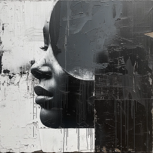 Abstract Portrait of a Woman in Black and White