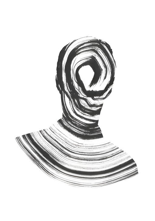 Abstract Ink Silhouette of a Head and Shoulders