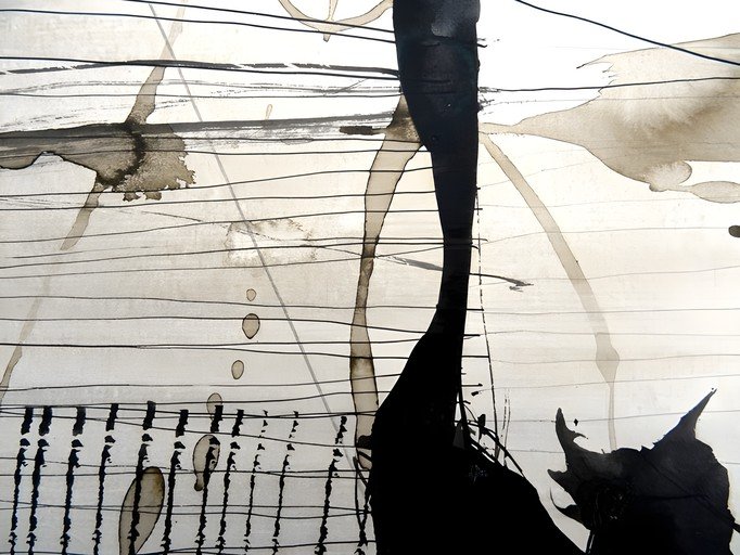 Abstract Ink Wash and Line Art