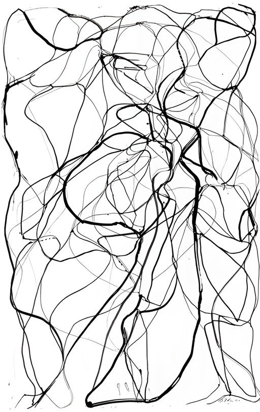 Abstract Figure Drawing with Bold Black Lines