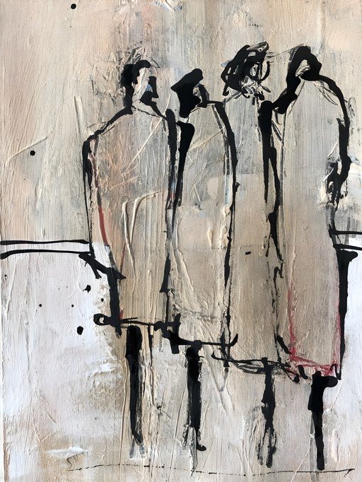 Abstract Figures in Textured Monochrome