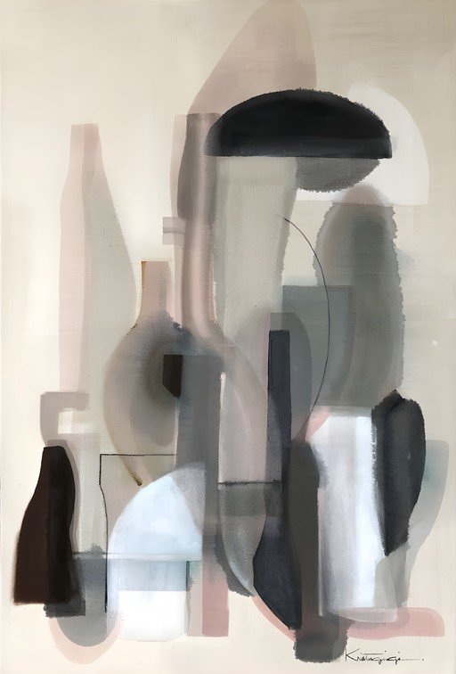 Abstract Still Life with Soft Hues and Geometric Forms