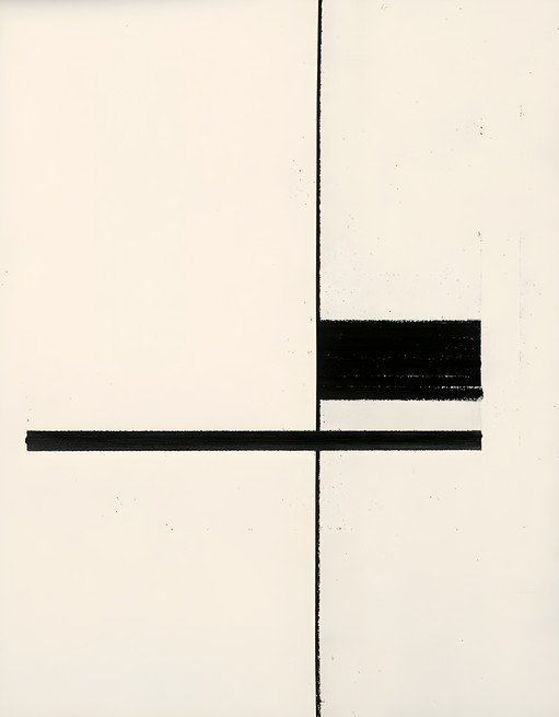 Minimalist Abstract Art with Black Lines on Cream Background