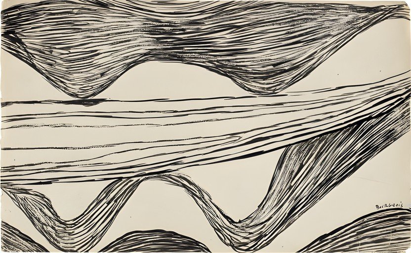 Abstract Ink Drawing with Flowing Lines