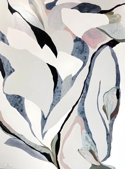 Abstract Botanical Art with Soft Hues and Organic Shapes