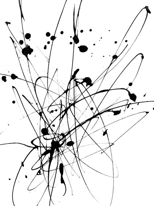 Abstract Black Ink Splatter Art