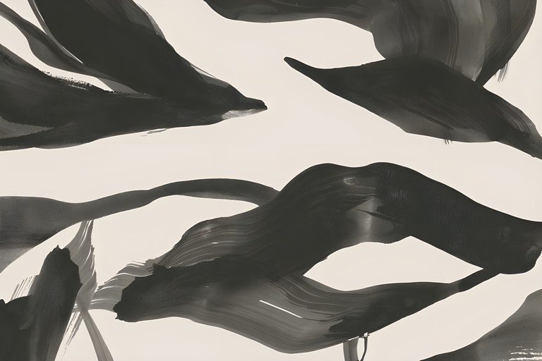 Abstract Black and White Ink Brush Strokes