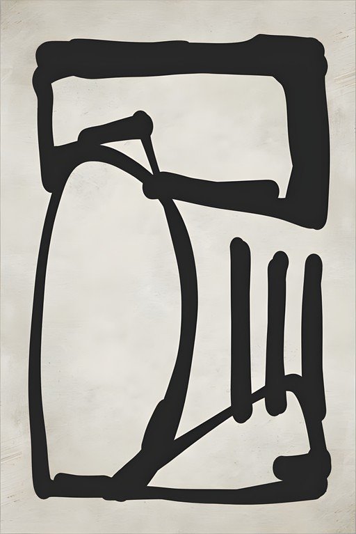 Abstract Black and White Line Art