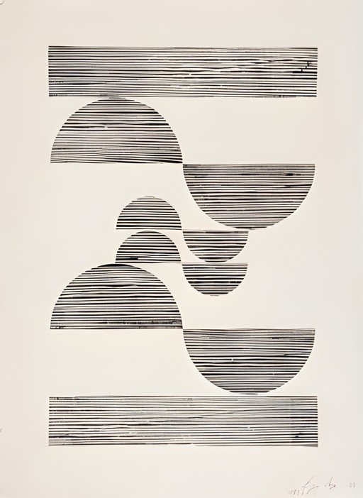 Abstract Geometric Composition with Horizontal Lines