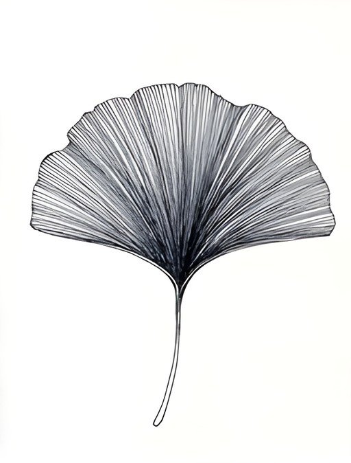 Ginkgo Leaf Line Art