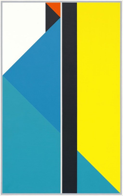 Abstract Geometric Composition in Blue, Yellow, and Black