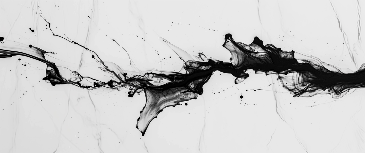 Abstract Black Ink Splash on White Background