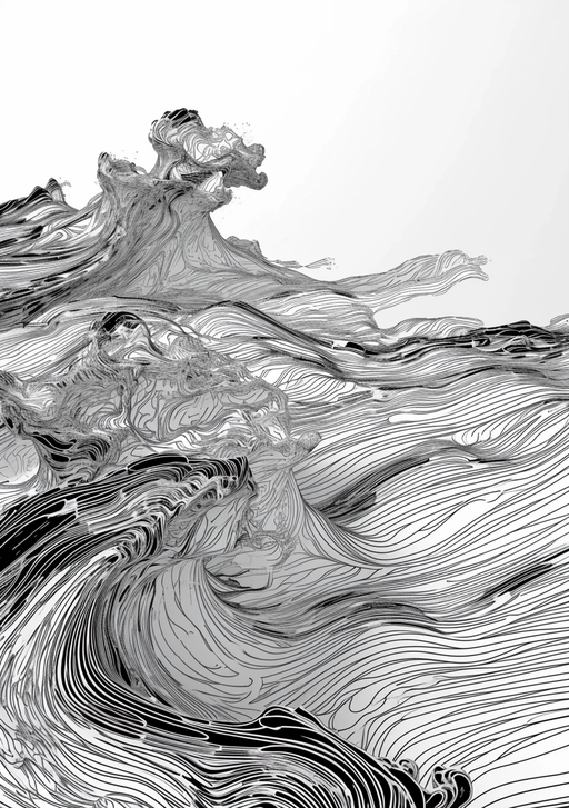 Abstract Black and White Wave Art