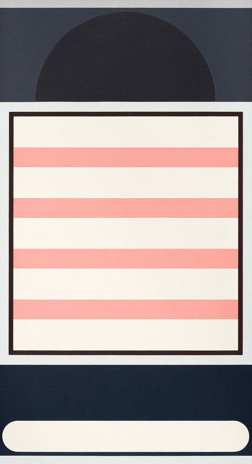 Abstract Geometric Composition with Stripes and Circles