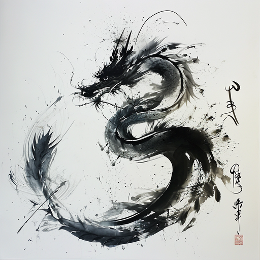 Ink Wash Dragon Painting