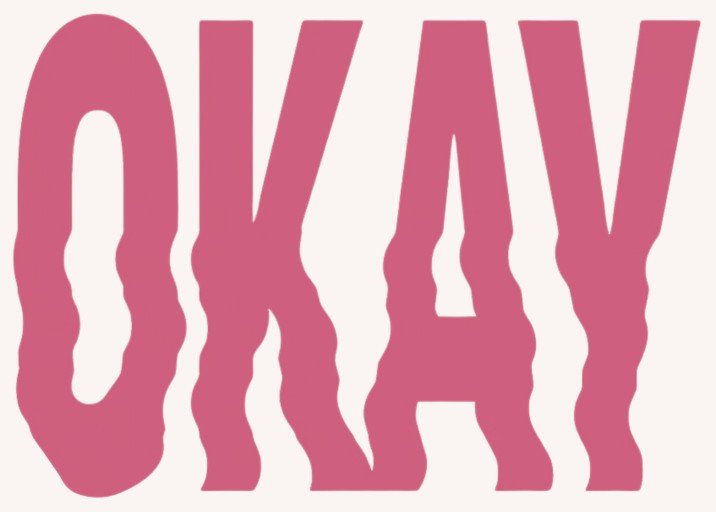 Wavy Pink 'OKAY' Text on Cream Background