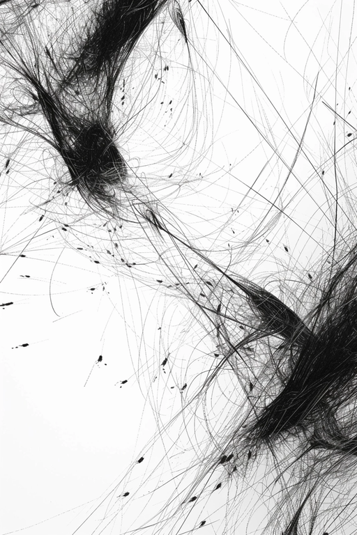 Abstract Black and White Hair and Dandruff Close-up