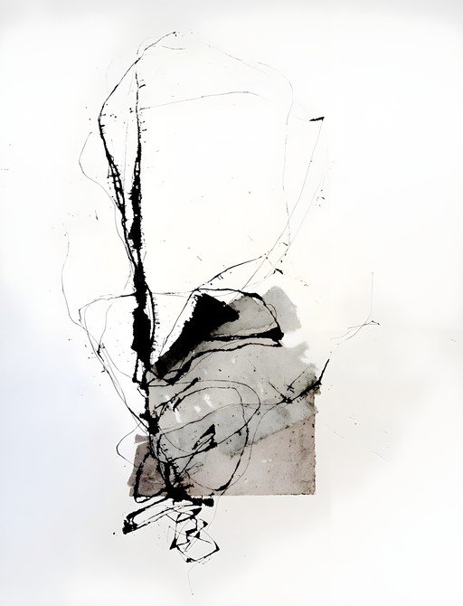 Abstract Ink Wash and Line Art