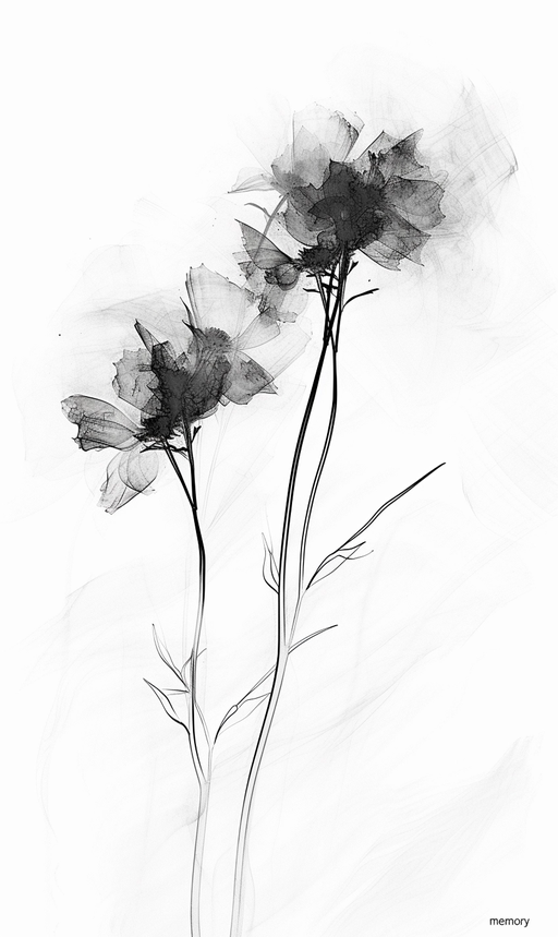 Abstract Black and White Floral Art