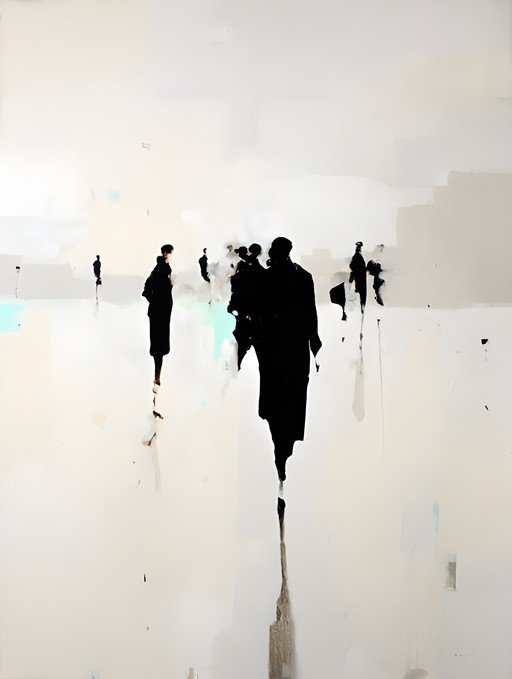 Abstract Figures in a Minimalist Urban Landscape