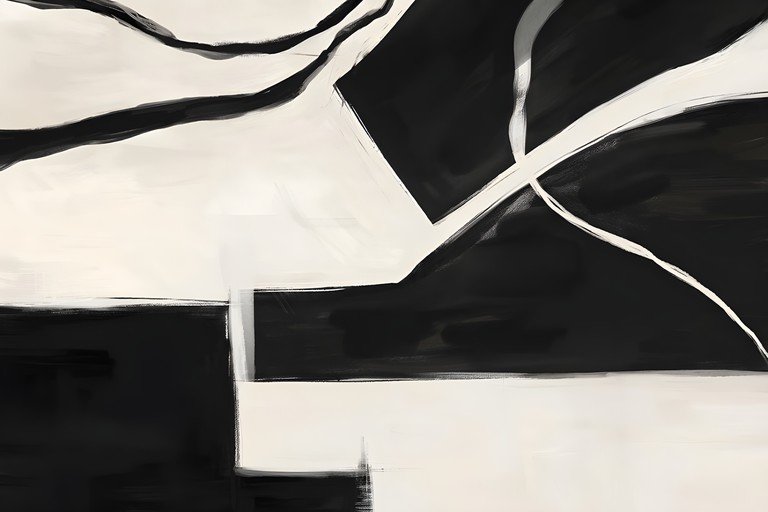 Abstract Black and White Geometric Painting