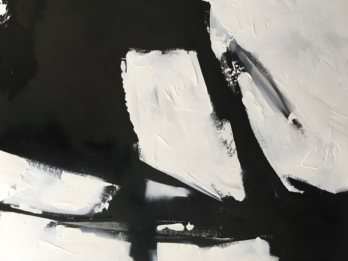 Abstract Black and White Textured Painting