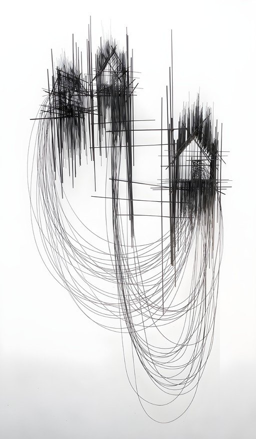Abstract Wire Sculpture of Architectural Forms