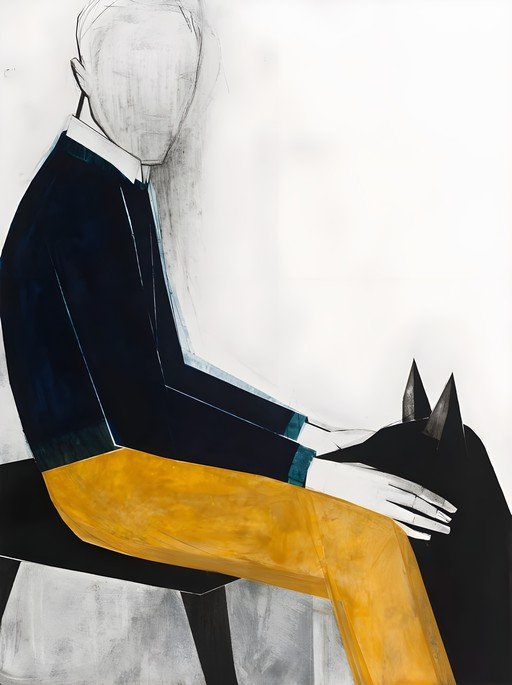 Abstract Figure with Dog Painting