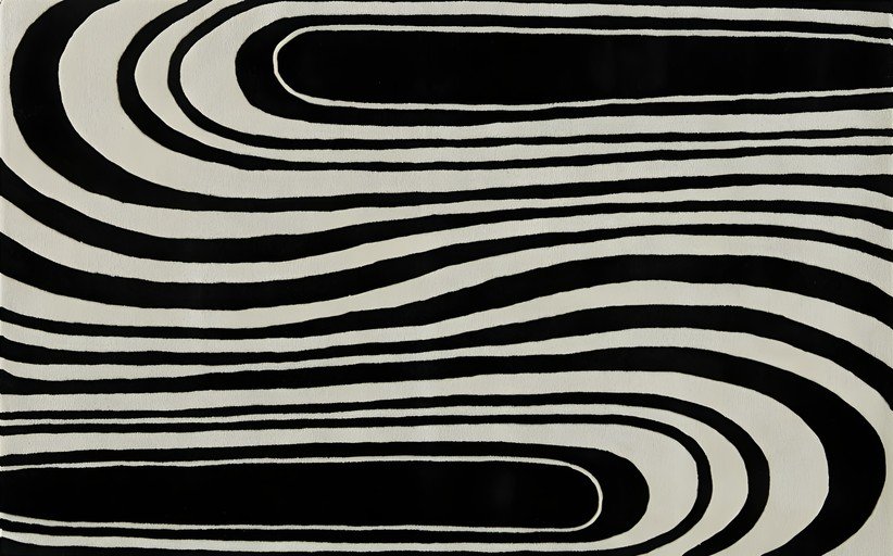 Abstract Black and White Curved Stripe Pattern
