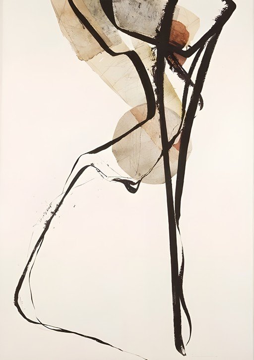 Abstract Ink and Watercolor Composition