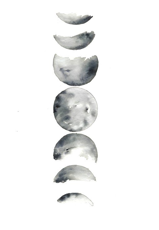 Watercolor Moon Phases Art
