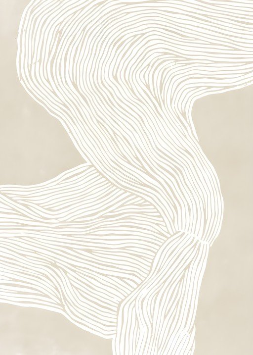 Abstract Beige and White Organic Line Art