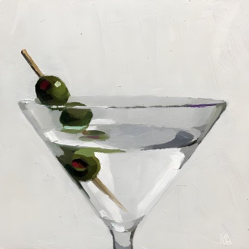 Classic Martini with Olives Oil Painting