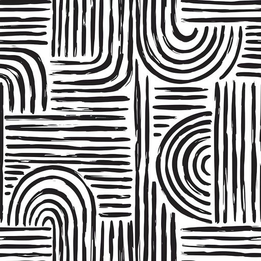Abstract Black and White Brushstroke Pattern