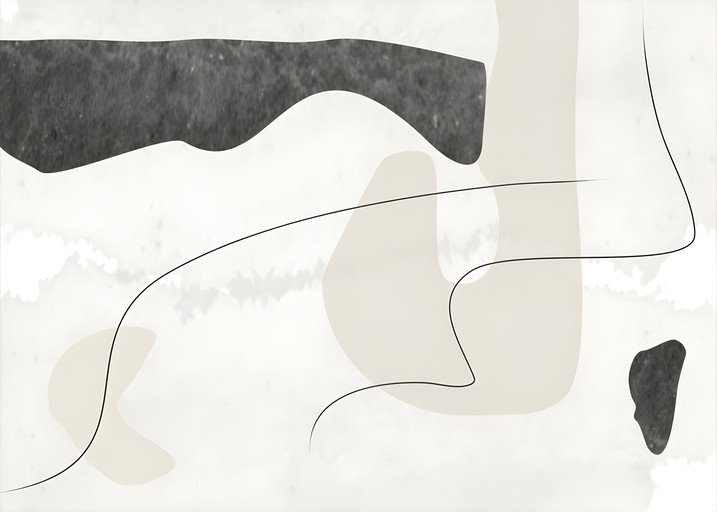Abstract Minimalist Art with Organic Shapes and Lines