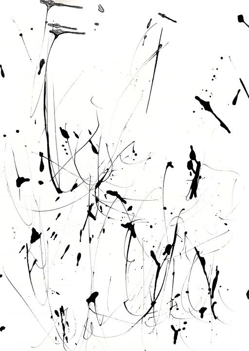 Abstract Black Splatter Art on White Background