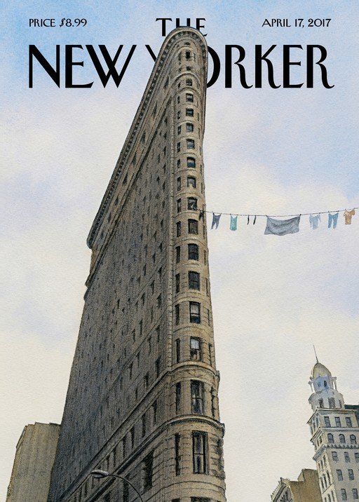 The New Yorker Cover: Flatiron Building with Laundry