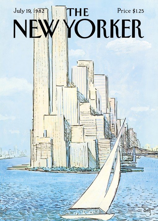 New Yorker Cover: Twin Towers and Sailboat